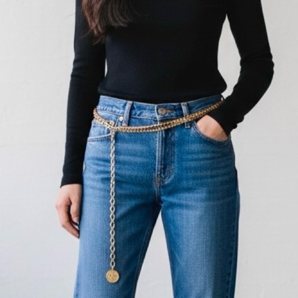 Vintage Chain Belt with coin, Triple Twisted-knotted Bohemian Hippie Gold tone